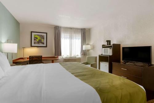 a hotel room with a large bed and a flat screen tv at Quality Inn Alexis Rd in Toledo