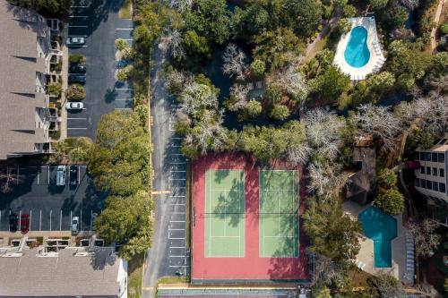 an overhead view of a building with a swimming pool at Xanadu in Hilton Head Island