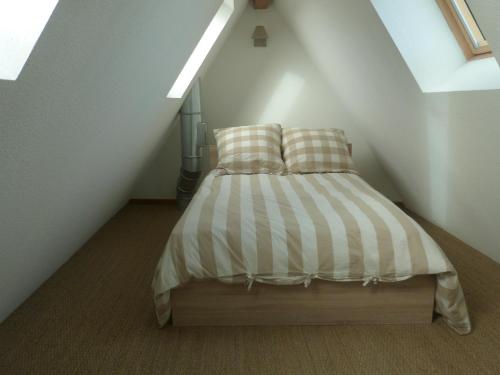 VoegtlinshoffenにあるGite du Meunierのベッドルーム(ベッド付)1室(屋根裏部屋)
