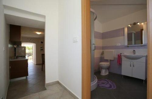 a bathroom with a sink and a toilet at Family friendly house with a parking space Presika, Labin - 12472 in Labin