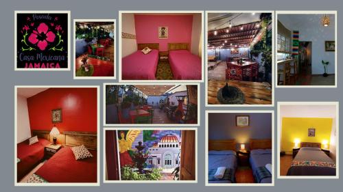 a collage of pictures of a hotel room at Posada Casa Mexicana Jamaica in Mexico City