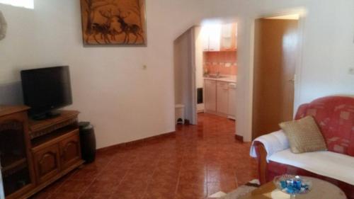 a living room with a couch and a tv at Apartments for families with children Stivan, Cres - 12804 in Martinšćica