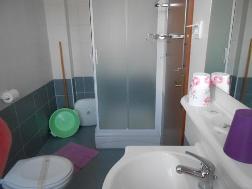 a bathroom with a shower and a toilet and a sink at Apartments with WiFi Fazana - 12862 in Marana