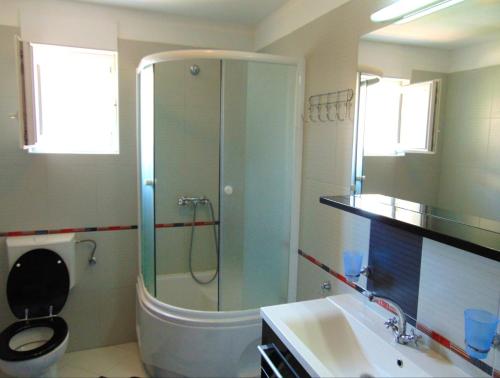 a bathroom with a shower and a toilet and a sink at Apartments with a parking space Liznjan, Medulin - 13009 in Ližnjan