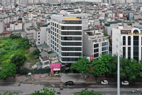 an aerial view of a city with buildings at Reyna Hotel Hanoi & Spa in Hanoi