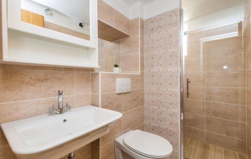 een badkamer met een wastafel en een toilet bij Holiday house with a parking space Supetarska Draga - Gornja, Rab - 14775 in Rab