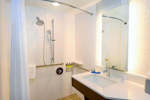 a bathroom with a sink and a shower at Holiday Inn Express Richmond Airport, an IHG Hotel in Sandston