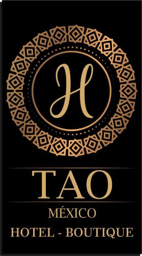 a gold and black logo with a hotel boutique at Hotel Tao in Atlixco