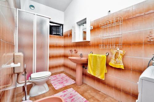 a bathroom with a toilet and a sink at Apartments by the sea Prizba, Korcula - 149 in Prizba