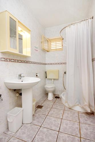 a bathroom with a sink and a toilet and a shower at Apartments by the sea Vela Luka, Korcula - 159 in Vela Luka