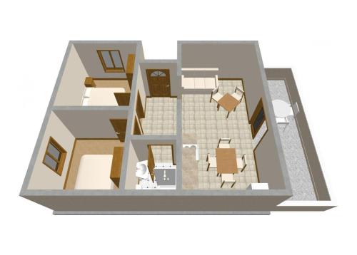 a floor plan of a house top view at Apartments by the sea Zavalatica, Korcula - 247 in Zavalatica