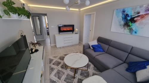 sala de estar con sofá y TV en Apartament ZACISZE en Jarosław