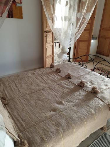 a bed in a room with a curtain at Riad Zidania in Taroudant