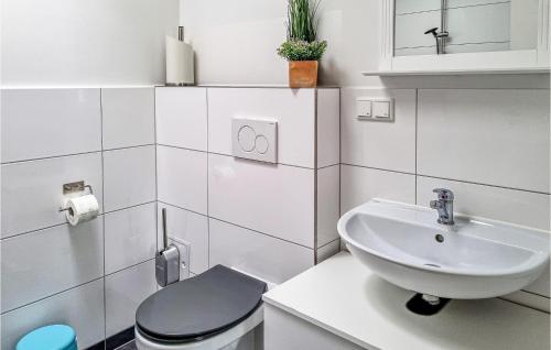 a bathroom with a toilet and a sink at Cozy Apartment In Passow Ot Charlottenho With Kitchen in Zahren