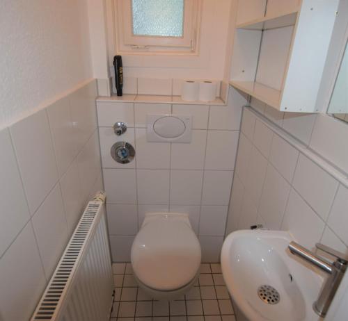 a small bathroom with a toilet and a sink at AB Apartment Objekt 09 in Stuttgart