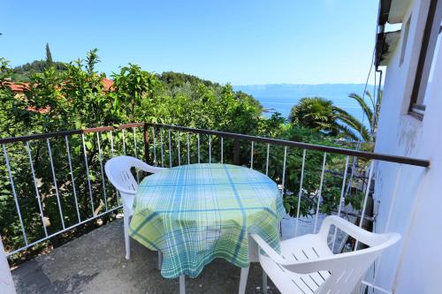 a table and chairs on a balcony with a view of the ocean at Apartments and rooms by the sea Trpanj, Peljesac - 258 in Trpanj