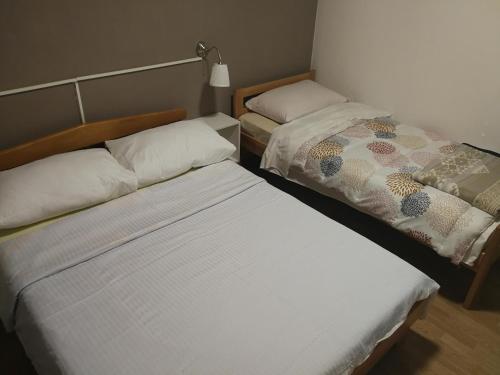 two beds sitting next to each other in a room at Apartment Smoljanac 14979b in Smoljanac