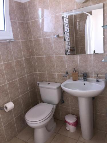 a bathroom with a toilet and a sink at Panoramic Holidays - Standard 49 in Peyia