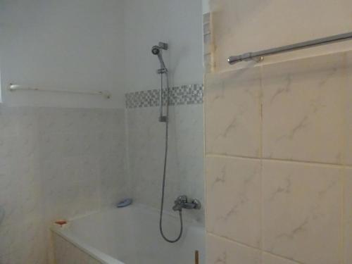a bathroom with a shower with a shower head at Helle freundliche Wohnung im Zentrum in Vienna