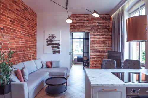 Χώρος καθιστικού στο Apartments Kwidzyn