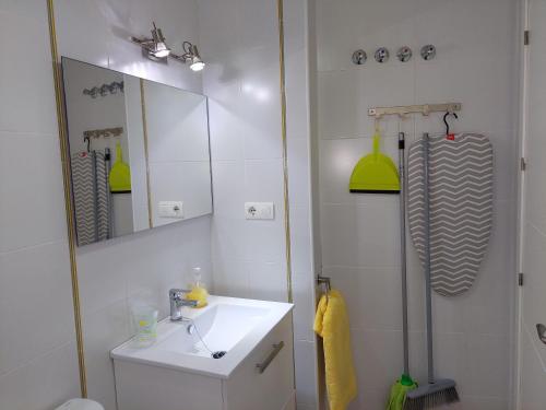 bagno con lavandino e specchio di Citrus Suite by Alhaurín Loft City Center ad Alhaurín de la Torre