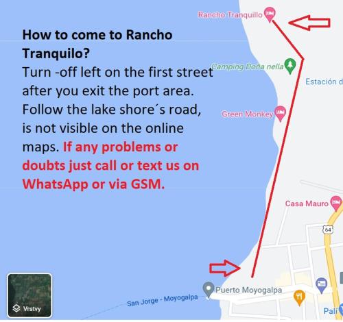 a screenshot of a cell phone with a map at Rancho Tranquillo in Moyogalpa