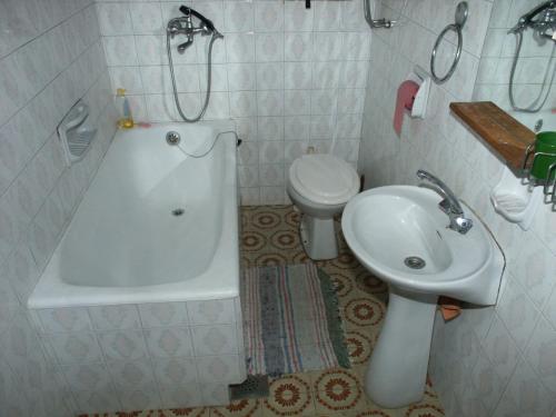 ein Badezimmer mit einem WC, einer Badewanne und einem Waschbecken in der Unterkunft Apartments by the sea Babine Kuce, Mljet - 611 in Goveđari