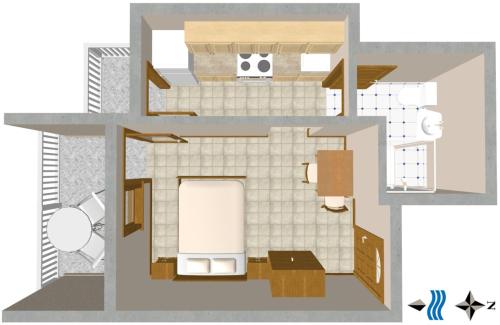 a floor plan of a house with a soccer ball at Apartments by the sea Duce, Omis - 945 in Duće