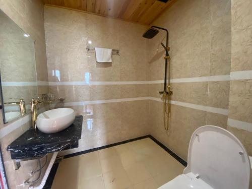 een badkamer met toilet en wastafel bij Peace Home in Sa Pa