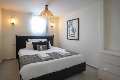 1 dormitorio con 1 cama grande en una habitación en YalaRent Orchid Boutique Apartments, en Eilat