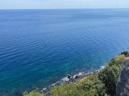 an aerial view of the ocean and a beach at La Cantina Villa di campagna in Acireale