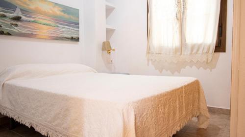 a white room with a bed and a window at Apartamentos Turisticos Trajano in Bolonia