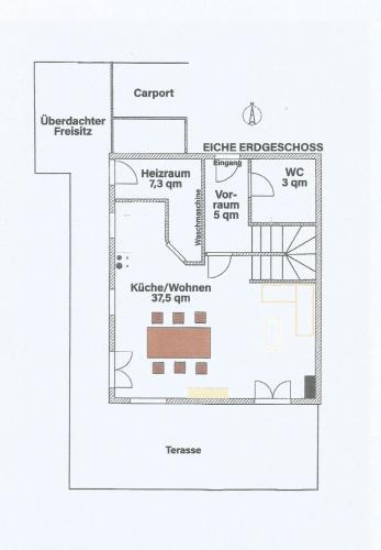 a floor plan of a house at Ferienhaus Eller in Traunwalchen
