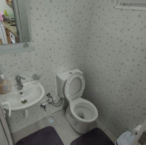 a bathroom with a toilet and a sink at Cıralı müstakil apart in Kemer