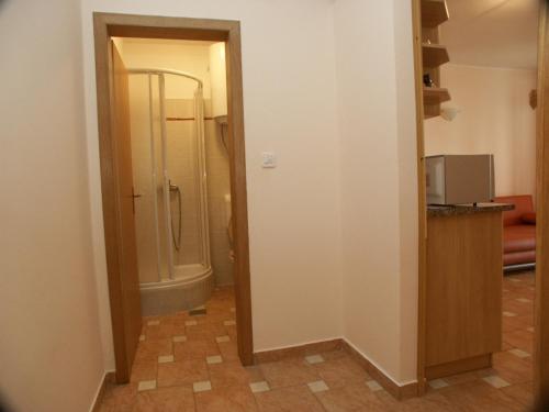 a bathroom with a shower and a toilet in a room at Apartments by the sea Crikvenica - 2354 in Crikvenica