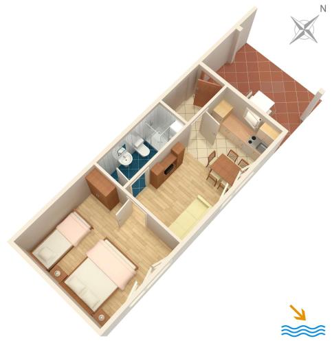 a rendering of a floor plan of a house at Apartments and rooms by the sea Medveja, Opatija - 2305 in Lovran