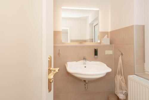 a bathroom with a sink and a mirror at Villa Antonia in Bautzen