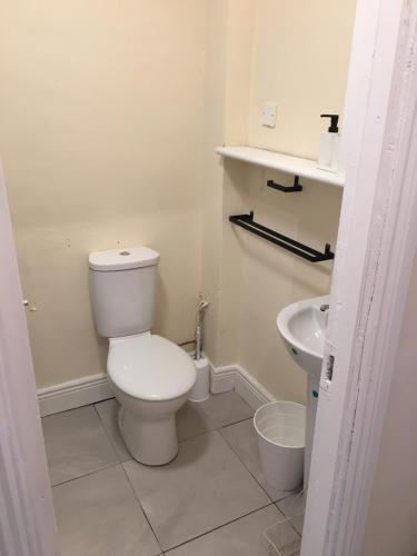 y baño con aseo y lavamanos. en 1 Bedroom Apartment in Dublin 11, en Dublín