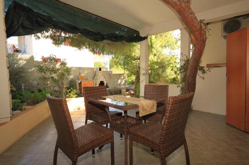 a dining room with a table and chairs on a patio at Apartments with a parking space Rukavac, Vis - 2444 in Rukavac