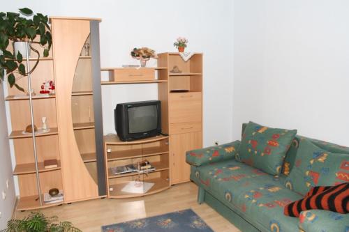 sala de estar con sofá y TV en Apartments by the sea Podgora, Makarska - 2624, en Podgora