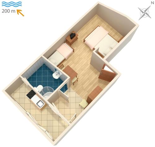 a rendering of a floor plan of a room at Apartments and rooms with WiFi Podaca, Makarska - 2613 in Podaca