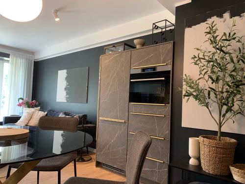Kuchyň nebo kuchyňský kout v ubytování FeWo Prora - Designapartment Sir Henry