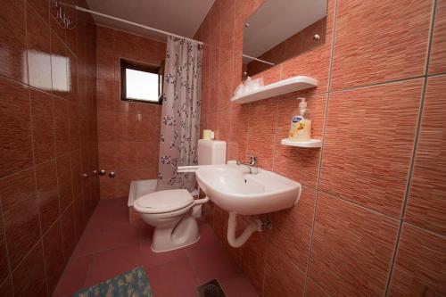 a bathroom with a toilet and a sink at Rooms with a parking space Tordinci, Slavonija - 15159 in Tordinci