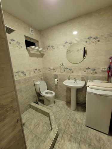 een badkamer met een toilet en een wastafel bij guest house TSVARA in Vani