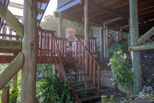 a set of wooden stairs in a building at No10@Kamma in Eersterivierstrand