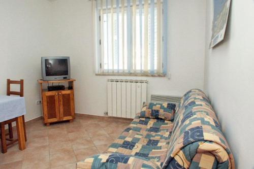 a living room with a couch and a tv at Apartments and rooms with WiFi Vrsar, Porec - 3007 in Vrsar