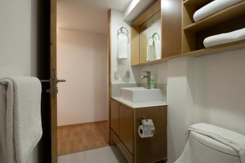 a bathroom with a sink and a toilet at Prosperidad by HomiRent in Mexico City