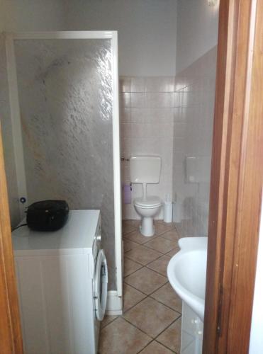 a small bathroom with a toilet and a sink at Casa Mauri in Asti