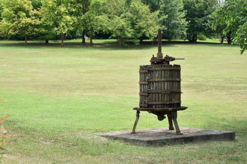 a statue of a grill in the middle of a field at La Cà dOlga in La Morra