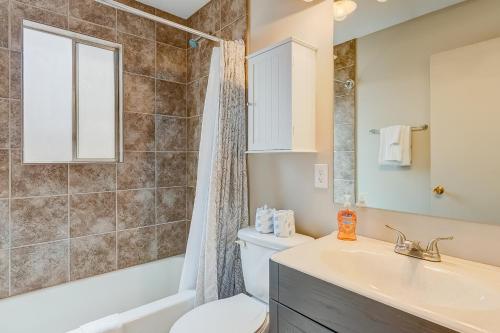 a bathroom with a toilet and a sink and a shower at Escape at Edgewood in Stateline